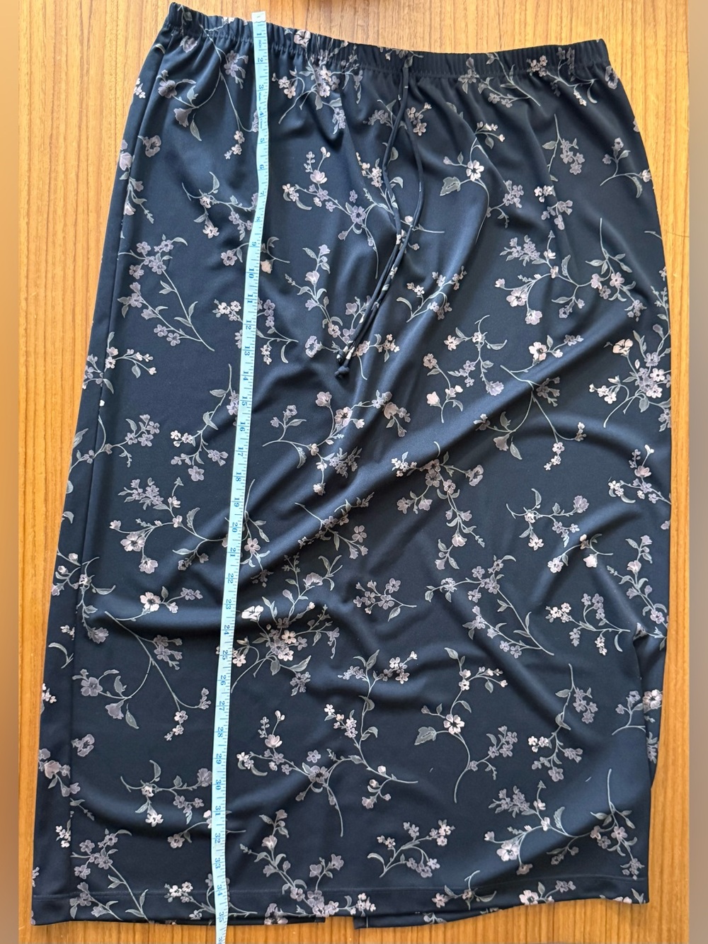 Van Heusen Black Maxi Skirt with Pale Pink Floral Print